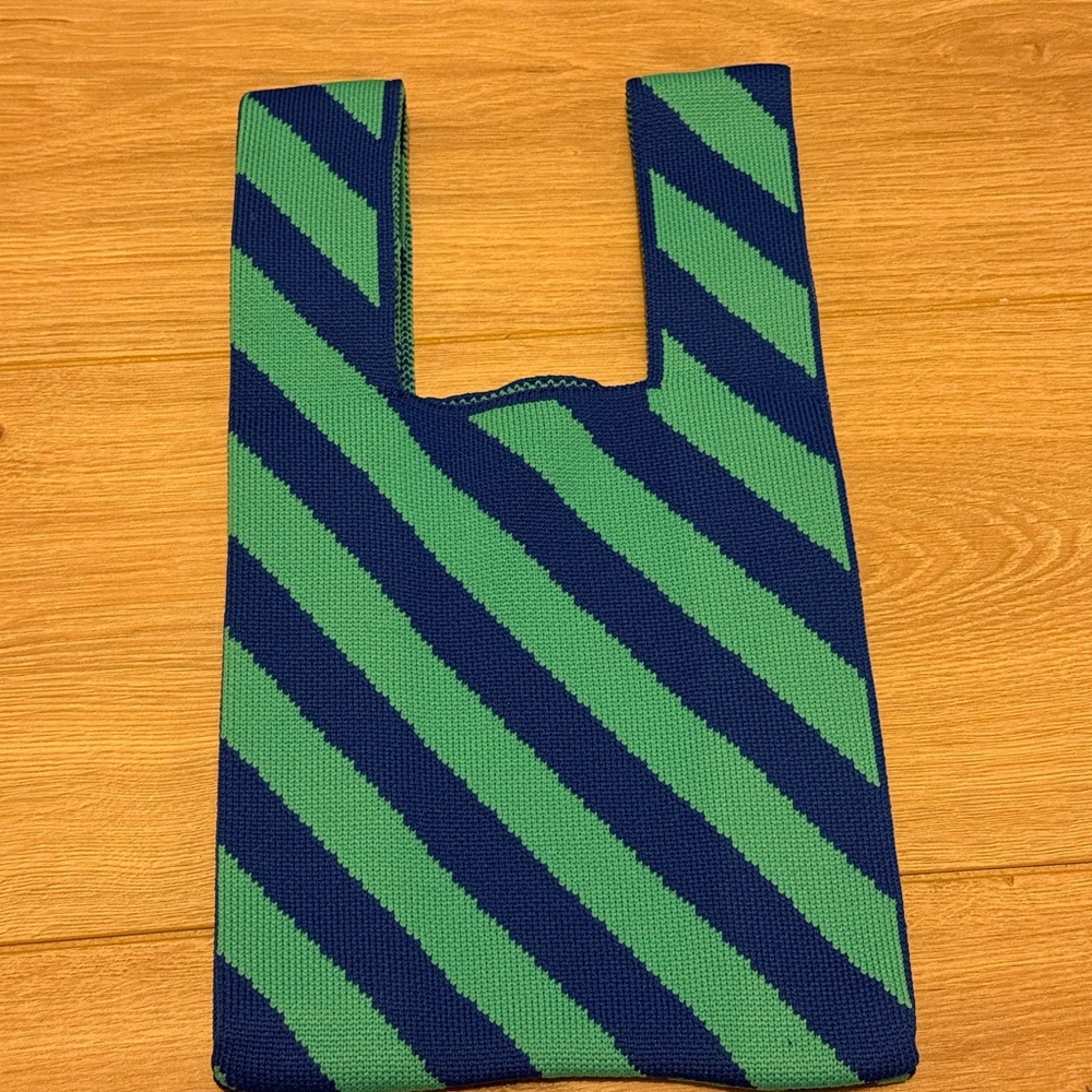 Amina Blu Striped Green and Blue Knit Purse Bag